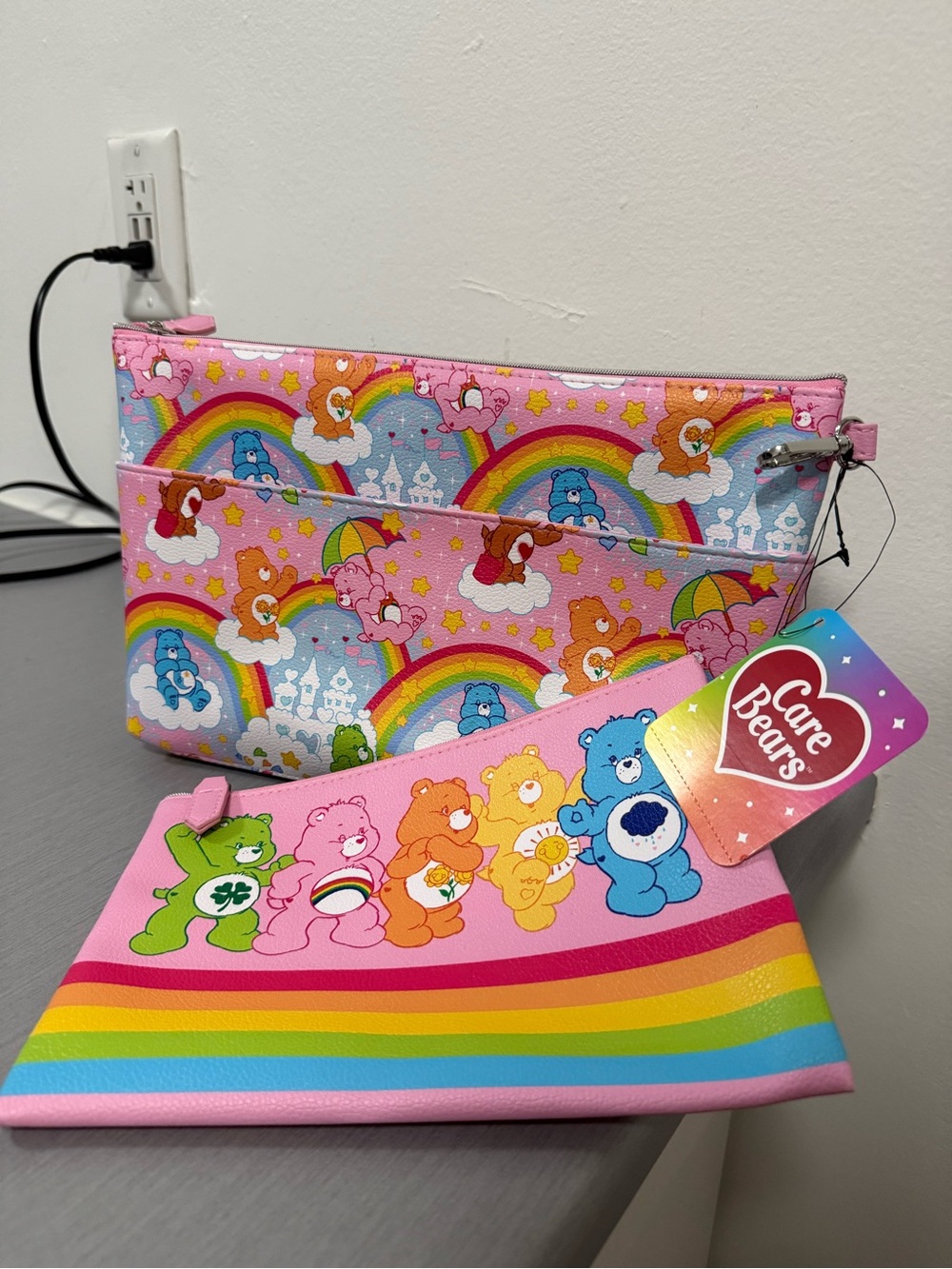 NEW Care Bears Rainbow Pouch Set for Makeup or Travel 🌈🧸